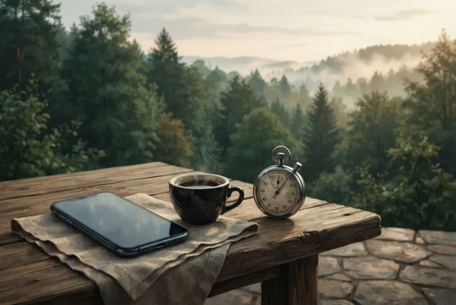 Een stopwatch naast een kop koffie